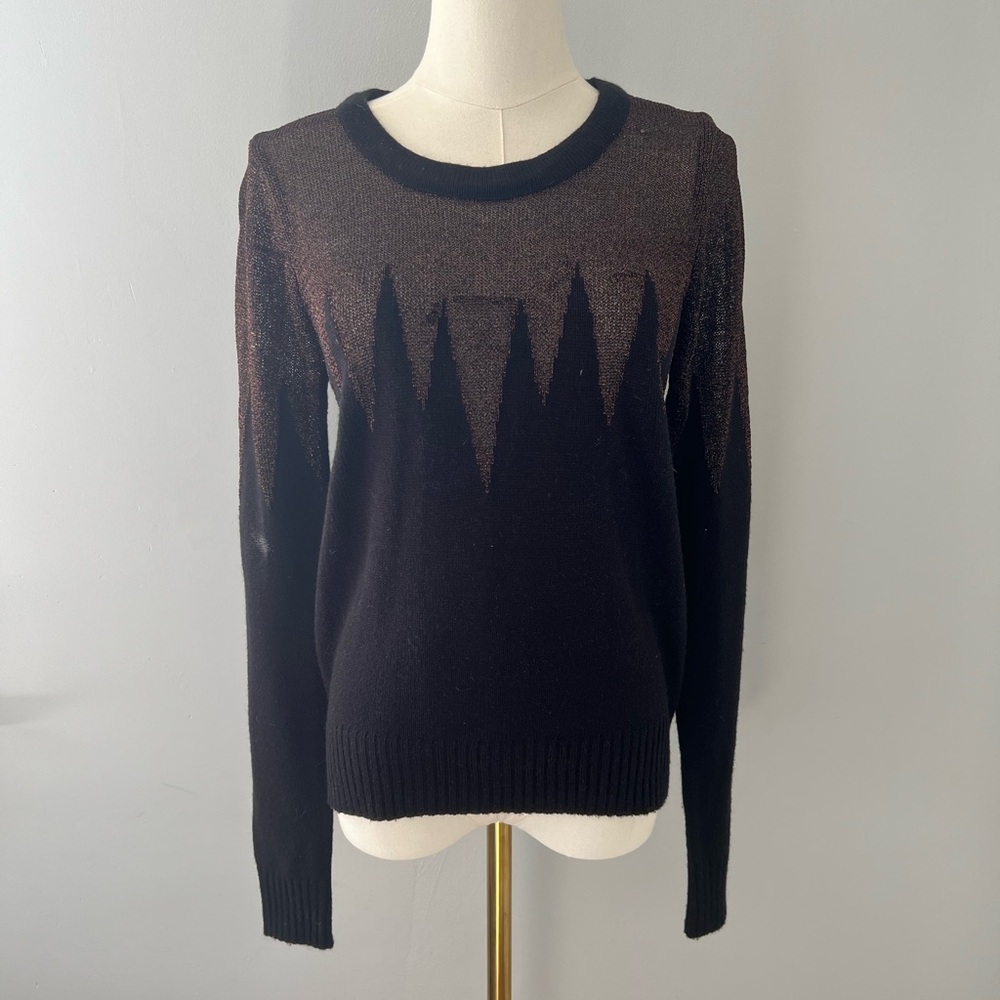 Lucca Couture | Sheer Black Geometric Sweater